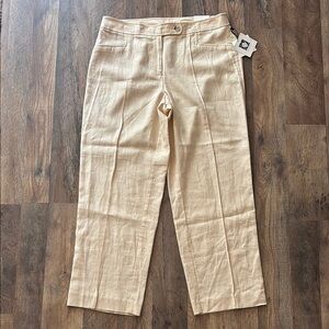 Anne Klein Cream Linen Blend Crop Pants NWT